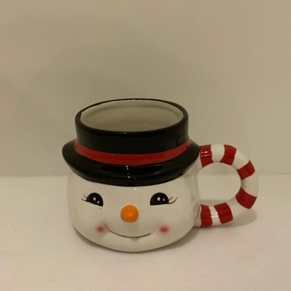 Snowman Mug with Candy Cane Handle